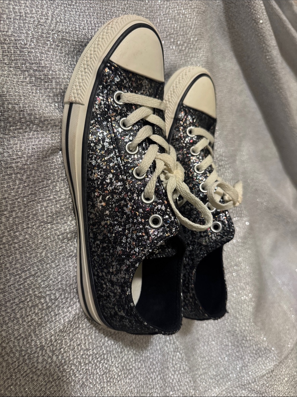 Converse Black Glitter Low-Top Lace-Up Sneakers